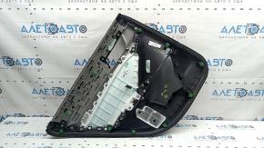 Ornamente ușă, placă spate dreapta, Honda Accord 18-18, negre, cu inserție din piele gri, cotieră din piele gri, mulaj sub lemn gri, zgârieturi