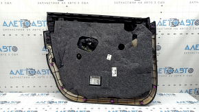 Ornament ușă, placă dreapta față, Mercedes GLC 16-20, piele neagră, inserție în lemn structural negru, cotieră din piele neagră, zgârieturi, abajur rupt
