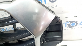 Решетка радиатора grill в сборе Audi Q3 8U 16-18 с эмблемой, черный глянец, под цельный бампер, незаводские отверстия, сколы