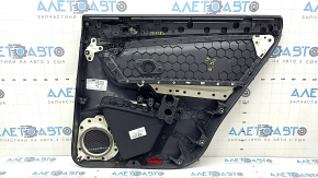 Ornament ușă, placă spate stânga, VW Tiguan 18-20, negru cu inserție din plastic negru, cotieră din piele neagră, sub tweeter, zgârieturi, îndoitură
