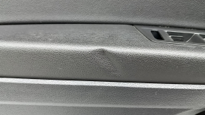 Ornament ușă, placă stânga față, VW Tiguan 18-20, negru, cu tweeter, cotieră și inserție din piele, cu mâner, zgârieturi, o îndoitură, stratul de protecție al mânerului se exfoliază