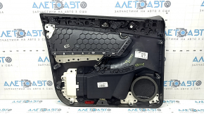 Ornament ușă, placă dreapta față, VW Tiguan 18-20, negru, cu tweeter, cotieră și inserție, piele, cu mâner, zgârieturi, o îndoitură, strat de protecție al mânerului decojit