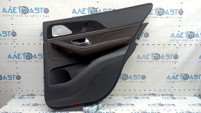 Ornament ușă, placă spate dreapta, completă, Mercedes W167 GLE 350 450 20-25, gri închis, inserție și cotieră, piele maro, mulaj sub lemn închis pentru controlul scaunului, cu mâner, Burmester, fără perdea, zgârieturi