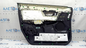 Обшивка двери карточка передняя правая Honda CRV 17-22 черно-серая, подлокотник и вставка серая кожа, молдинг под дерево, царапины