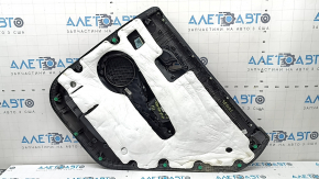 Ornament ușă, placă spate stânga, Hyundai Santa FE 21-23, negru, sub cortină, cu căptușeală, inserție și cotieră, piele neagră, lovituri, zgârieturi, necesită curățare