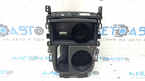 Ornament consolă centrală cu suporturi pentru pahare pentru Hyundai Santa FE 21-23 pentru încărcare wireless și climatizare, gri, zgârieturi