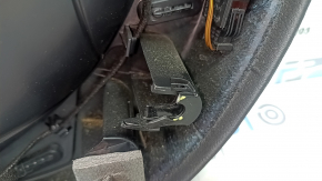 Обшивка двери карточка передняя левая Audi A4 B8 13-16 рест, черная, с черной вставкой кожа, подлокотник черная кожа, молдинг под темное дерево структура, царапины, сломаны крепления, потерта, вмятины