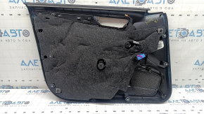 Ornament ușă, placă dreapta față, suport cotieră Audi A4 B8 13-16, negru, cu inserție din piele neagră, cotieră din piele neagră, mulură cu structură din lemn închis la culoare, zgârieturi, elemente de fixare rupte