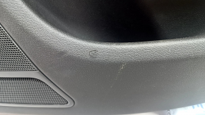 Ornament ușă, placă portieră dreapta spate, suport cotieră Audi A4 B8 13-16, negru, cu inserție din piele neagră, cotieră din piele neagră, sedan fără perdea, ornament cu structură din lemn închis la culoare, cu nasturi, zgârieturi, elemente de fixare rupte, rupturi