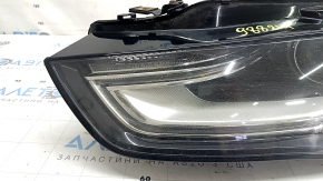 Фара передняя левая в сборе Audi A4 B8 13-16 рест ксенон led, под полировку, царапины, желтит led
