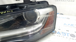 Фара передняя левая в сборе Audi A4 B8 13-16 рест ксенон led, под полировку, царапины, желтит led