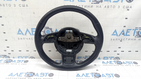 Volan gol Audi A4 B8 13-16 3 spițe, piele neagră, fără butoane, fără strat protector, zgârieturi, uzat