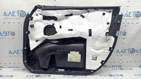 Ornament ușă, placă portieră stânga față, BMW X3 G01 18-21, imitație de piele neagră, inserție piele neagră, inserție lemn structural, cotiera piele neagră, inserție cromată, cu mâner, zgârieturi, necesită curățare