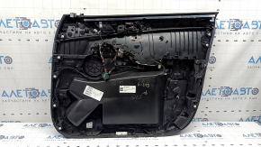 Обшивка двери карточка передняя левая BMW X5 G05 19-23 кожа черная, вставка под дерево Fineline Stripe, подлокотник кожа черная, с ручкой, накладками и кнопками, царапины