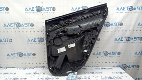 Обшивка двери карточка задняя левая BMW X5 G05 19-22 кожа черная без шторки, вставка под дерево Fineline Stripe, подлокотник кожа черная, с ручкой и накладками, под пищалку, царапины