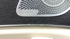 Ornamente ușă, placă stânga față, Mercedes X167 GLS 450 580 20-26, gri închis, inserție și cotieră, piele bej, mulaj sub lemn închis Burmester, zgârieturi, rupturi, pentru curățare chimică