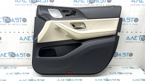 Ornamente ușă, placă dreapta față, Mercedes X167 GLS 450 580 20-26, gri închis, inserție și cotieră, piele bej, mulaj sub lemn închis Burmester, zgârieturi