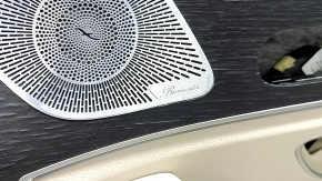 Ornamente ușă, placă dreapta față, Mercedes X167 GLS 450 580 20-26, gri închis, inserție și cotieră, piele bej, mulaj sub lemn închis Burmester, zgârieturi