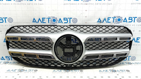 Grilă radiator completă Mercedes X167 GLS 450 580 20-23 cu ornamente gri, inserții cromate, sub cameră, bare de protecție