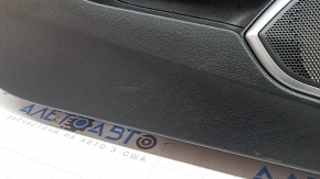 Ornamente panou ușă față stânga Alfa Romeo Giulia 17-24, cotieră din piele neagră cu cusături maro, inserție din piele maro, bordură cromată, inserție structură din abanos, cu mâner, zgârieturi