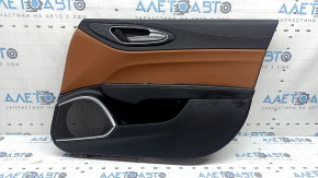 Ornamente ușă dreapta față Alfa Romeo Giulia 17-24, cotieră din piele neagră cu cusături maro, inserție din piele maro, bordură cromată, inserție structură din abanos, cu mâner, zgârieturi