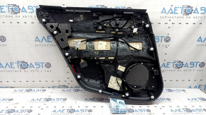 Ornamente ușă spate dreapta Alfa Romeo Giulia 17-24 neagră, cotiera piele neagră cu cusături maro, inserție piele maro, bordură cromată, inserție structură abanos, cu mâner, zgârieturi