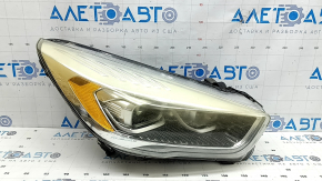 Фара передняя правая в сборе Ford Escape MK3 17-19 рест ксенон+led светлая, пожелтело стекло, потрескался лак