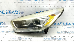 Фара передняя левая в сборе Ford Escape MK3 17-19 рест ксенон+led светлая, пожелтело стекло, потрескался лак