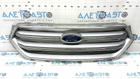 Решетка радиатора grill Ford Escape MK3 17-19 рест, серая, с хромом, с эмблемой, тычки