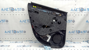 Обшивка двери карточка задняя правая Audi A3 8V 15-20 4d, 5d, черная, кожа, подлокотник кожа черная, с пищалкой, серый молдинг,  царапины