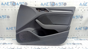 Ornamente ușă față dreapta Audi A3 8V 15-20 4d, 5d, neagră, piele, cotiera piele neagră, ornament gri, zgârieturi