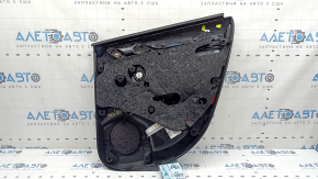 Обшивка двери карточка задняя левая Audi A3 8V 15-20 4d, 5d, черная, кожа, подлокотник кожа черная, с пищалкой, серый молдинг,  царапины