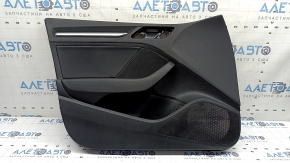 Обшивка двери карточка передняя левая Audi A3 8V 15-20 4d, 5d, черная, кожа, подлокотник кожа черная, серый молдинг, царапины