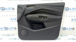 Обшивка двери карточка передняя правая Ford Escape MK3 17-19 рест, черная, подлокотник кожа черная, царапины, под чистку