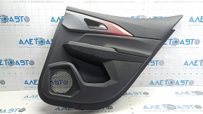 Ornament ușă, placă spate dreapta, Chevrolet Equinox EV 24-26, negru, inserție superioară, piele neagră, cotiera din cauciuc negru, mâner cromat, cu iluminare din spate, fără butoane și cablaje, zgârieturi