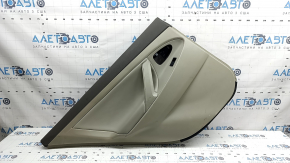 Ornament ușă, placă portieră stânga spate, Toyota Camry v40 07-11, bej cu maro, inserție din plastic, cotieră din piele bej, cu buton de control al ridicării geamului, curățabil chimic, plasticul s-a albit, zgâriat