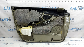 Обшивка двери карточка передняя правая Toyota Camry v40 07-11 бежевая с коричневым, вставка пластик, подлокотник кожа бежевая, под химчистку, побелел пластик, царапины, разбух уплотнитель