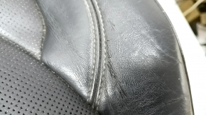 Tapițerie pernă scaun șofer pentru Jeep Cherokee KL 19-23, piele neagră, perforată, pentru ventilație, încălzită, piele crăpată, necesită curățare, element de fixare rupt