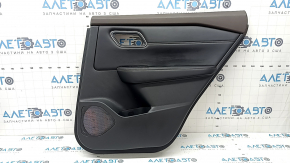 Ornament ușă, placă spate dreapta, Nissan Rogue 21-22, negru cu inserție din piele neagră, cotieră din piele, plafon maro, sub perdea, fără perdea, zgârieturi