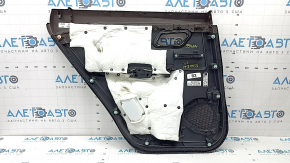Ornament ușă, placă spate dreapta, Nissan Rogue 21-22, negru cu inserție din piele neagră, cotieră din piele, plafon maro, sub perdea, fără perdea, zgârieturi