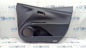Ornament ușă, placă dreapta față, Toyota Prius 50 Prime 17-22, negru, inserție piele neagră, cotiera piele neagră, cu mâner, zgârieturi