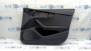 Обшивка двери карточка передняя правая Audi A4 B9 20-25 черная, черный подлокотник резина, вставка черная кожа, тычки, царапины