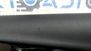 Ornament ușă, placă dreapta față, Audi A4 B9 20-25, neagră, cotiera din cauciuc negru, inserție din piele neagră, lovituri, zgârieturi