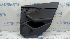 Ornament ușă, placă portbagaj dreapta spate, Audi A4 B9 20-25, negru, cotiera din cauciuc negru, inserție din piele neagră, fără perdea, zgârieturi