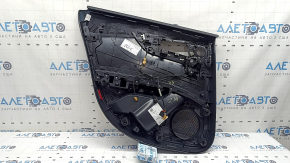 Ornament ușă, placă portbagaj dreapta spate, Audi A4 B9 20-25, negru, cotiera din cauciuc negru, inserție din piele neagră, fără perdea, zgârieturi
