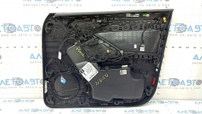 Ornament ușă, placă stânga față, Audi Q3 83A 19-25, negru, inserție din piele neagră, cotieră din piele neagră cu cusături gri, ornament cromat, cu mâner, cu iluminare din spate, pentru memorie, ornament sub mâner în grafit, SONOS, fără lampă inferioară, uzată