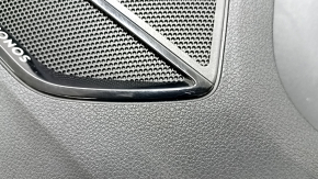 Обшивка двери карточка передняя правая Audi Q3 83A 22-25 черная, вставка черная кожа, подлокотник черная кожа с серой строчкой, хром молдинг, с ручкой, с подсветкой, молдинг под ручку графит, SONOS, без нижнего плафона, царапины, вмятины