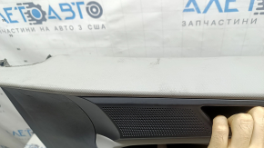 Ornament ușă, placă dreapta față, Hyundai Ioniq 17-19, negru cu gri deschis, cu cotieră, piele gri deschis, sub tweeter, sub sistem Infinity Acoustics, uzat, curățabil chimic, lovitură