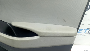 Ornament ușă, placă dreapta față, Hyundai Ioniq 17-19, negru cu gri deschis, cu cotieră, piele gri deschis, sub tweeter, sub sistem Infinity Acoustics, uzat, curățabil chimic, lovitură