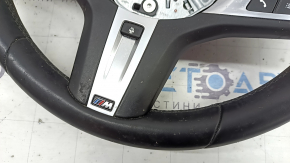 Volan fără accesorii BMW 3 G20 19-26, piele neagră cu încălzire, M Sport, cu butoane, padele, cablaj și motor vibrații, curățabil chimic, uzat